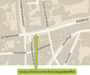 Kaart met standplaats van Curtaincy op lapjesmarkt Utrecht